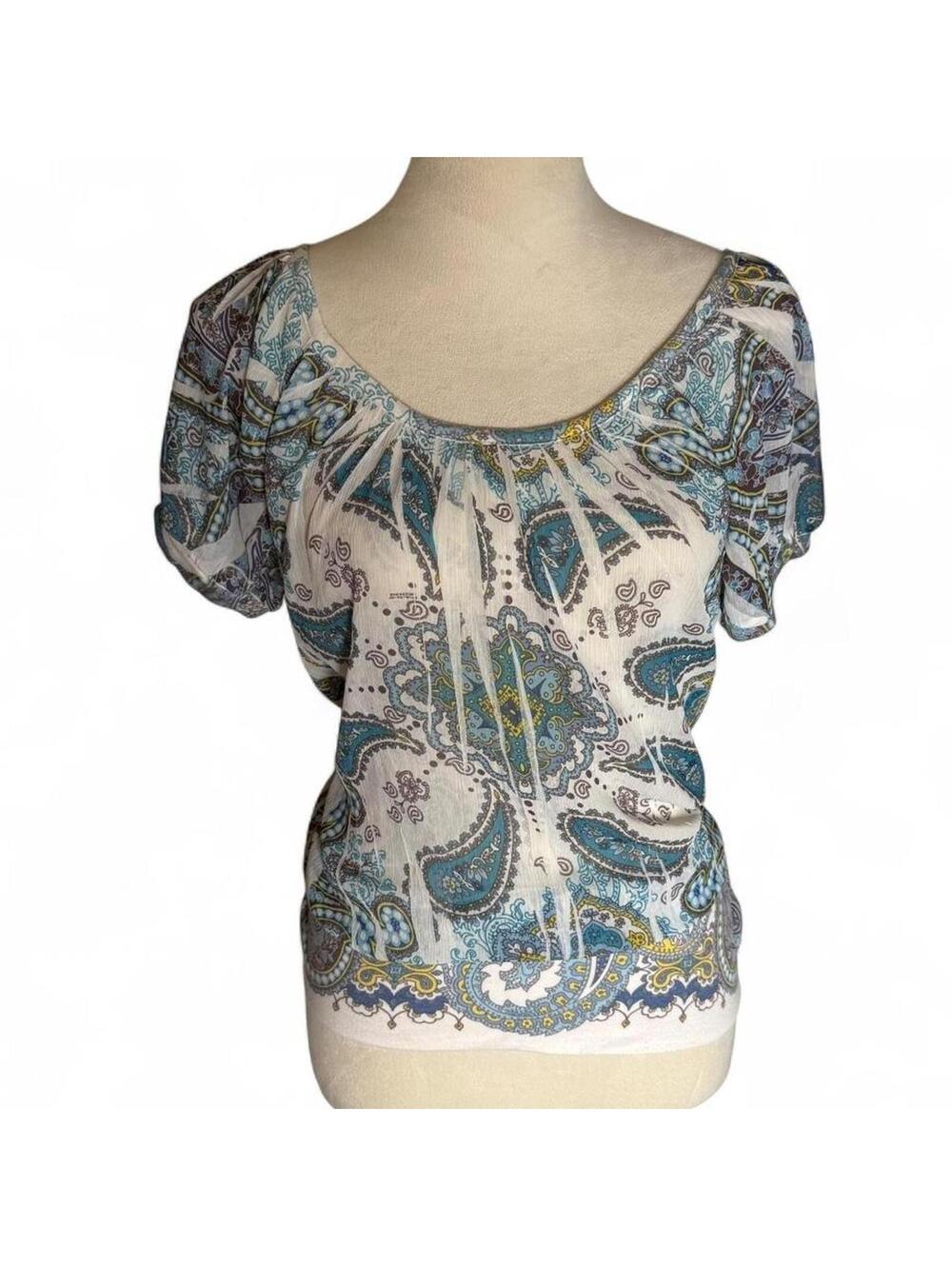 y2k 90s fairy core paisley blue top